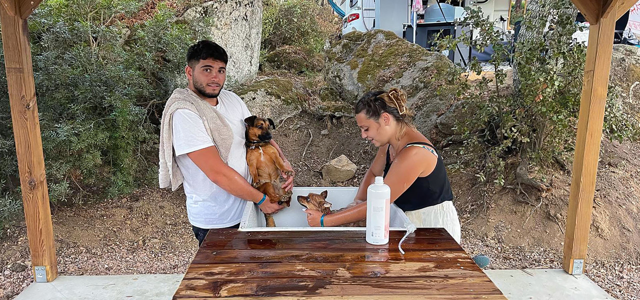 Camping la vetta chien douche duo